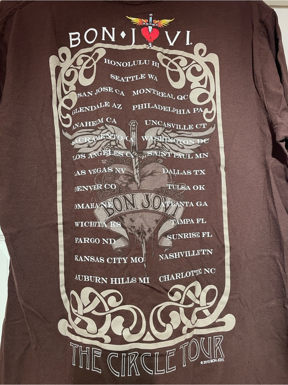 Women’s or Men’s Bon Jovi Tour Shirt 2010